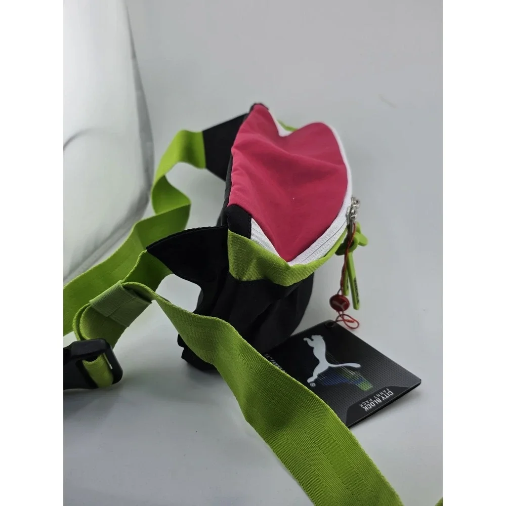 Puma City Block Fanny Pack Neon Pink Green Black Waist Bag 11